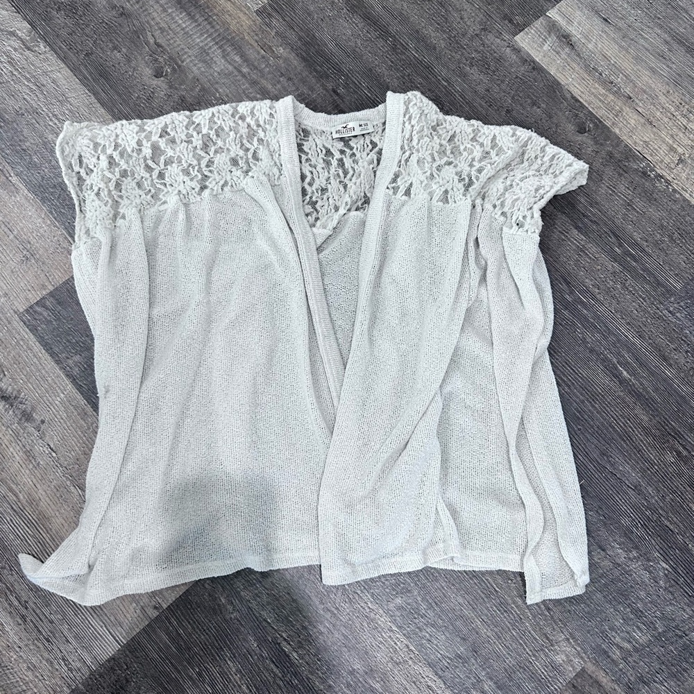 Hollister White Lace Cardigan
